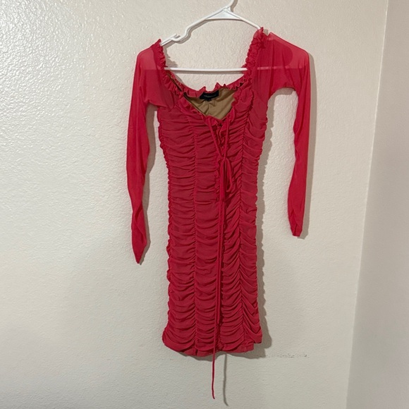 Majorelle darling hot pink barbiecore ruched Elegant pink coral Dress XS - Picture 3 of 9